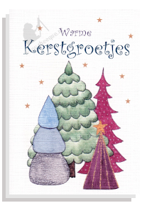 Kerstkaart kerstbomengroepje